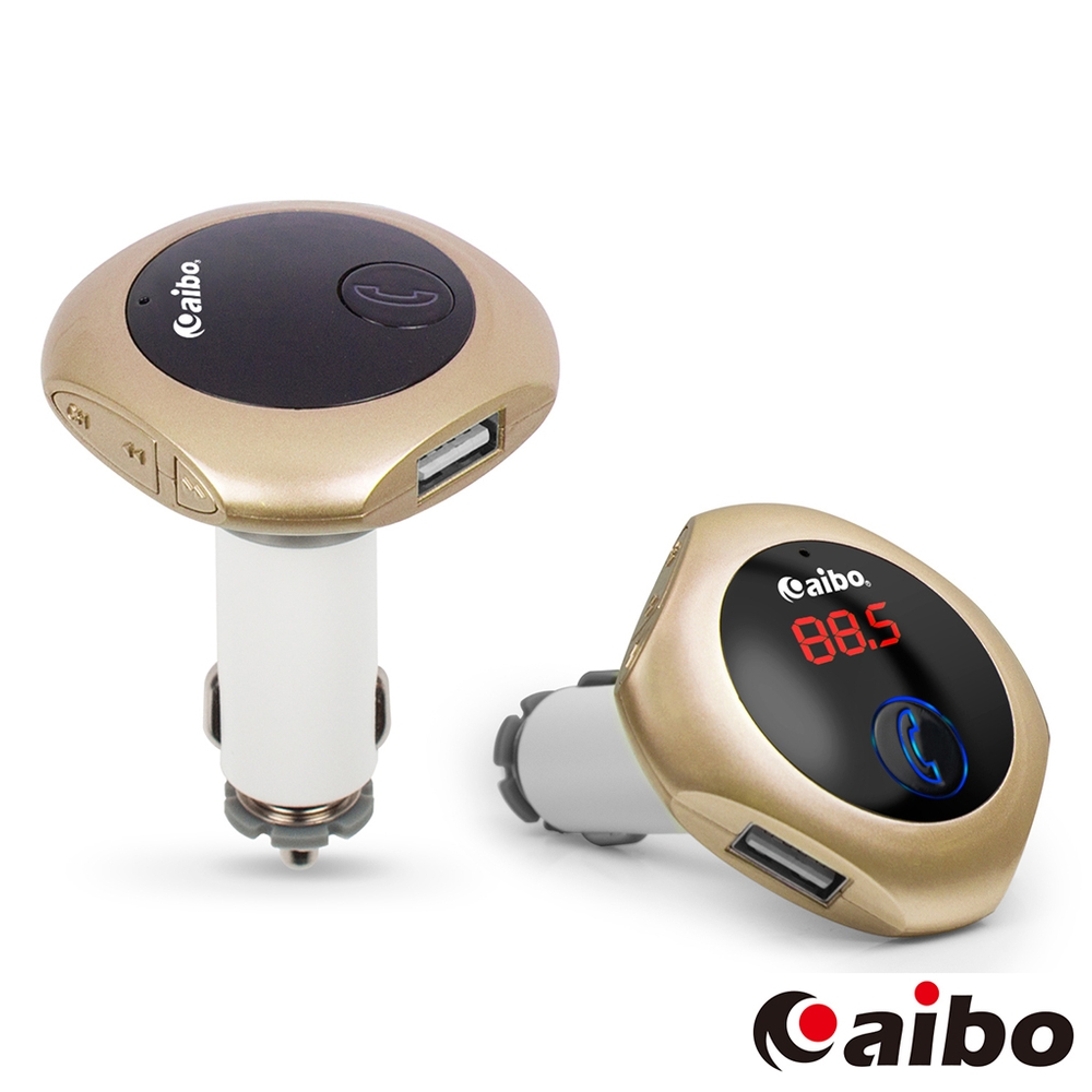 aibo Q7 車用藍牙音樂FM播放發射器(免持通話/MP3播放)金色