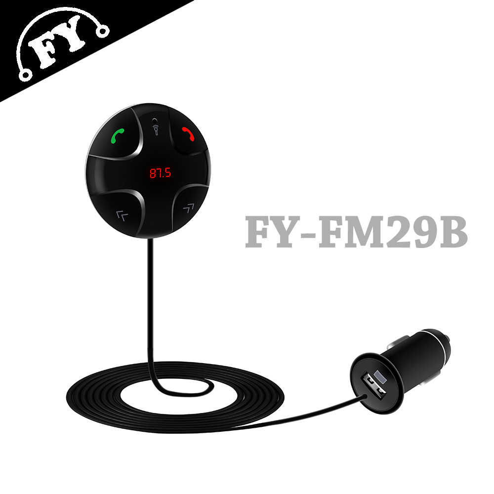 FY磁吸式車充藍牙免持/MP3音樂播放/FM發射器(FY-FM29B)黑