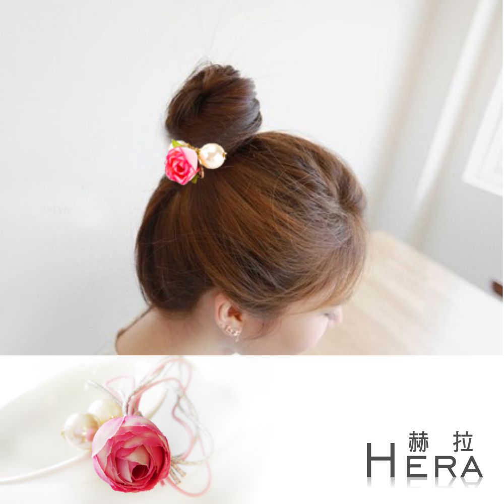 【Hera】赫拉  粉嫩山茶花苞珍珠髮圈/髮束
