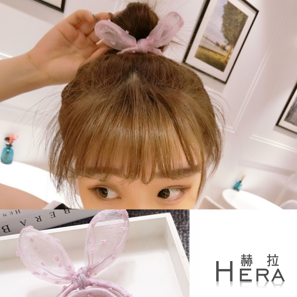 【Hera】赫拉 兔耳朵花苞頭/丸子頭盤髮髮棒(八款)粉色網紗