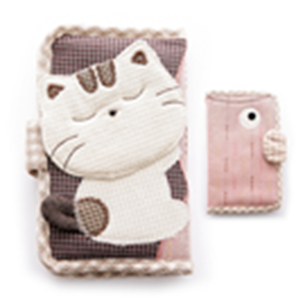 喵喵的鯉魚大玩偶手機袋材料包【620028-1】粉色條紋