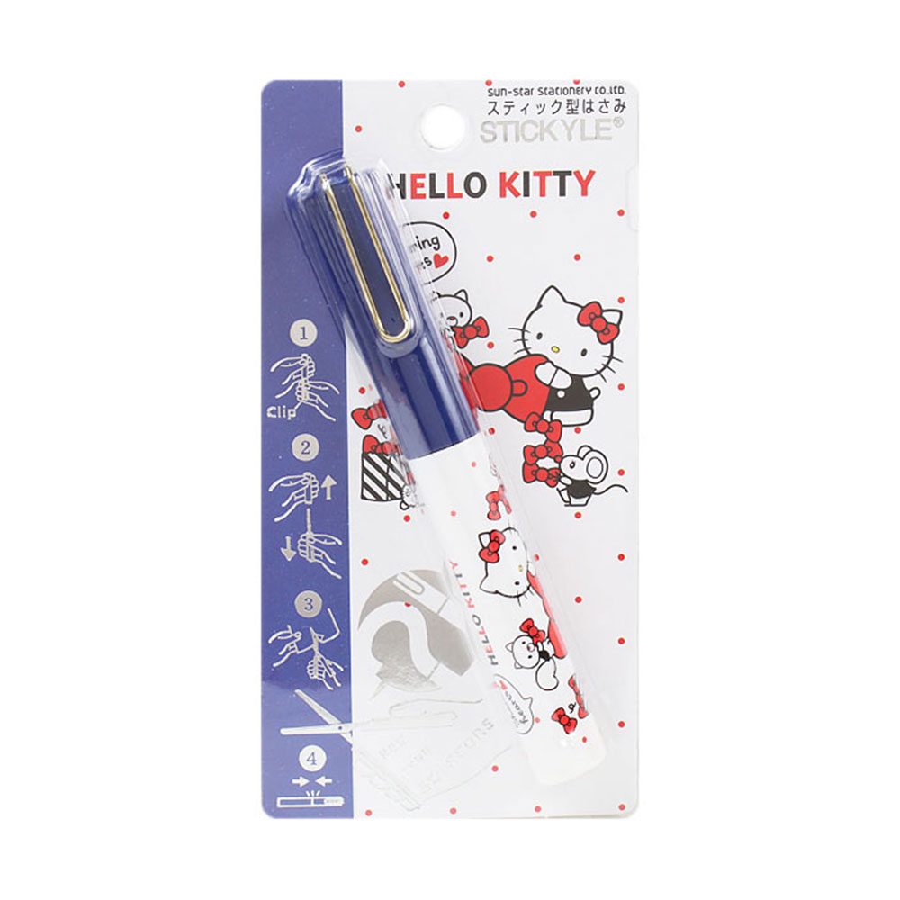 《Sanrio》HELLO KITTY stickyle攜帶型剪刀(點點蝴蝶結)