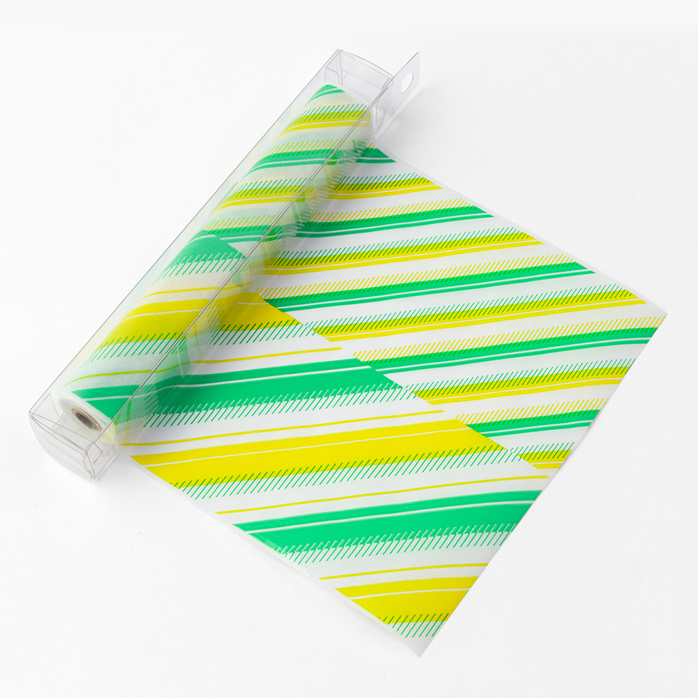 MIDORI Chotto薄型包裝玻璃紙-黃綠斜條紋