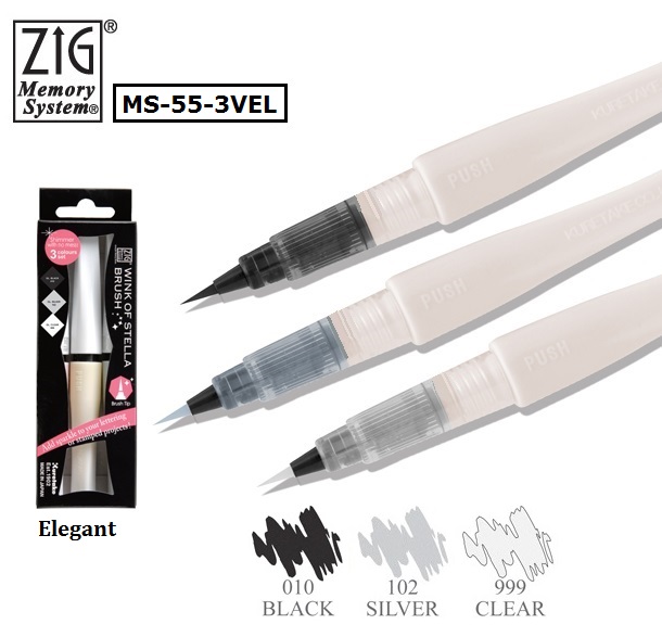 MS-55-3VEL 吳竹亮彩唇膏型彩繪筆 3支入 黑/銀/透明