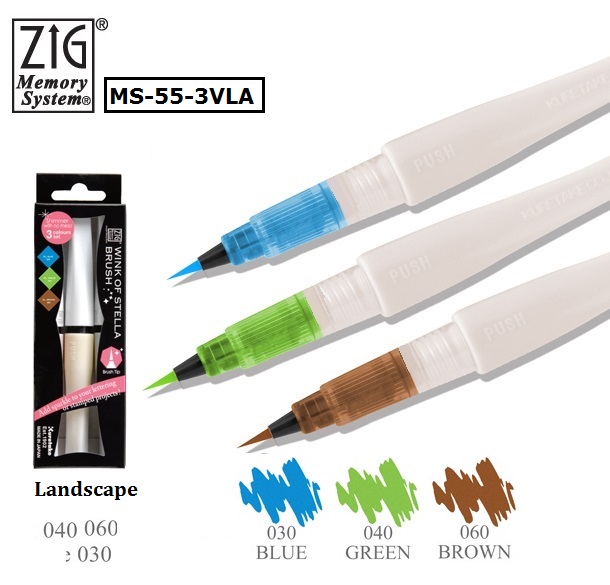 MS-55-3VLA 吳竹亮彩唇膏型彩繪筆 3支入 藍/綠/咖啡