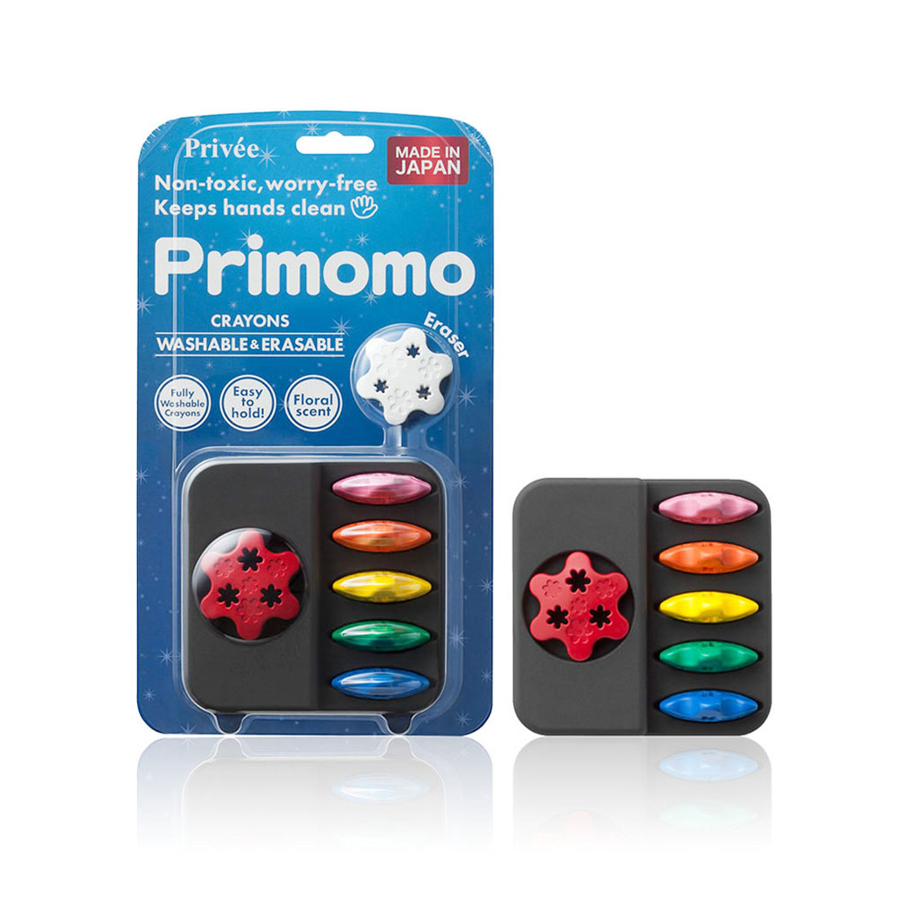 【Primomo】普麗貓趣味蠟筆(花瓣型)6色 (附橡皮擦) 自在玩樂蠟筆~