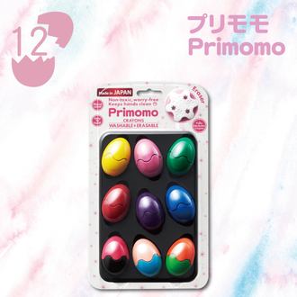 【Primomo】普麗貓趣味蠟筆(蛋殼型)12色-附橡皮擦