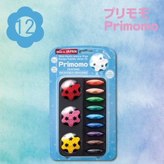 【Primomo】普麗貓趣味蠟筆(花瓣型)12色-附橡皮擦