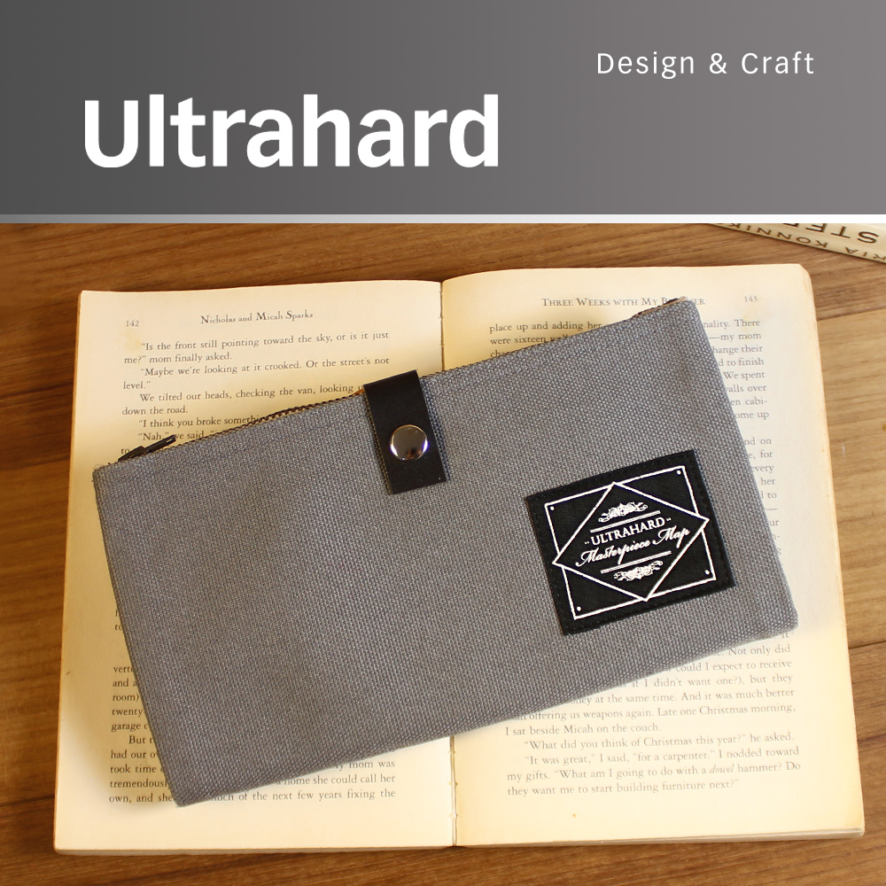 Ultrahard Masterpiece Map雙拉鏈筆袋(灰)