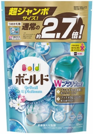 全新★【日本P&G】雙倍洗衣凝膠球(940g/48顆袋裝)-BOLD鉑金白葉香