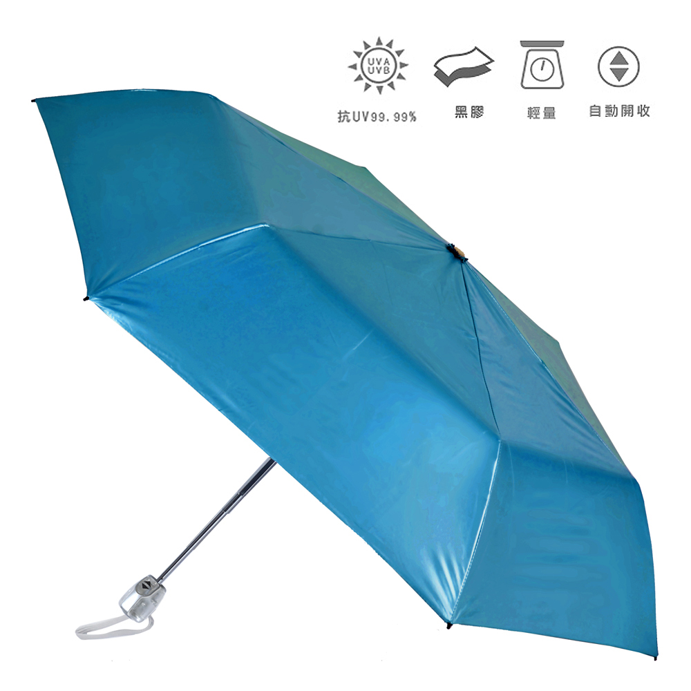 【2mm】第二代 100%遮光降溫 黑膠自動開收傘(寶藍)