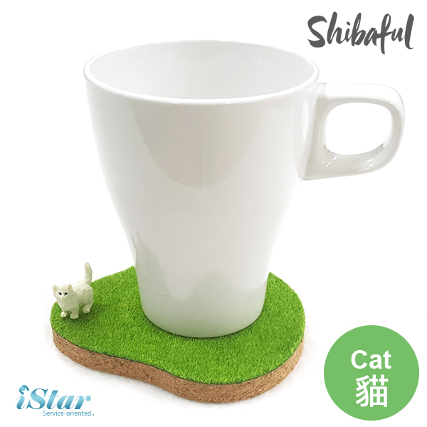 【Shibaful】-草地小島動物杯墊-貓貓