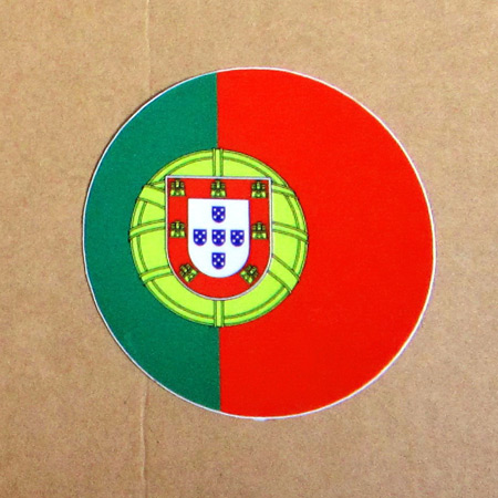 【國旗商品創意館】葡萄牙國旗圓形抗ＵＶ、防水貼紙／Portugal~