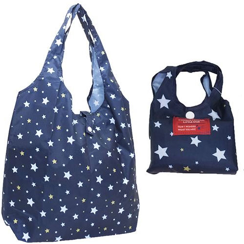【日本進口正版】超人氣 星星 折疊 購物袋/環保袋/手提袋 防潑水 -深藍款