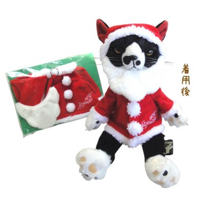 【聖誕版】SCRATCH ,日本抓抓貓絨毛玩偶(聖誕衣可拆式)黑白