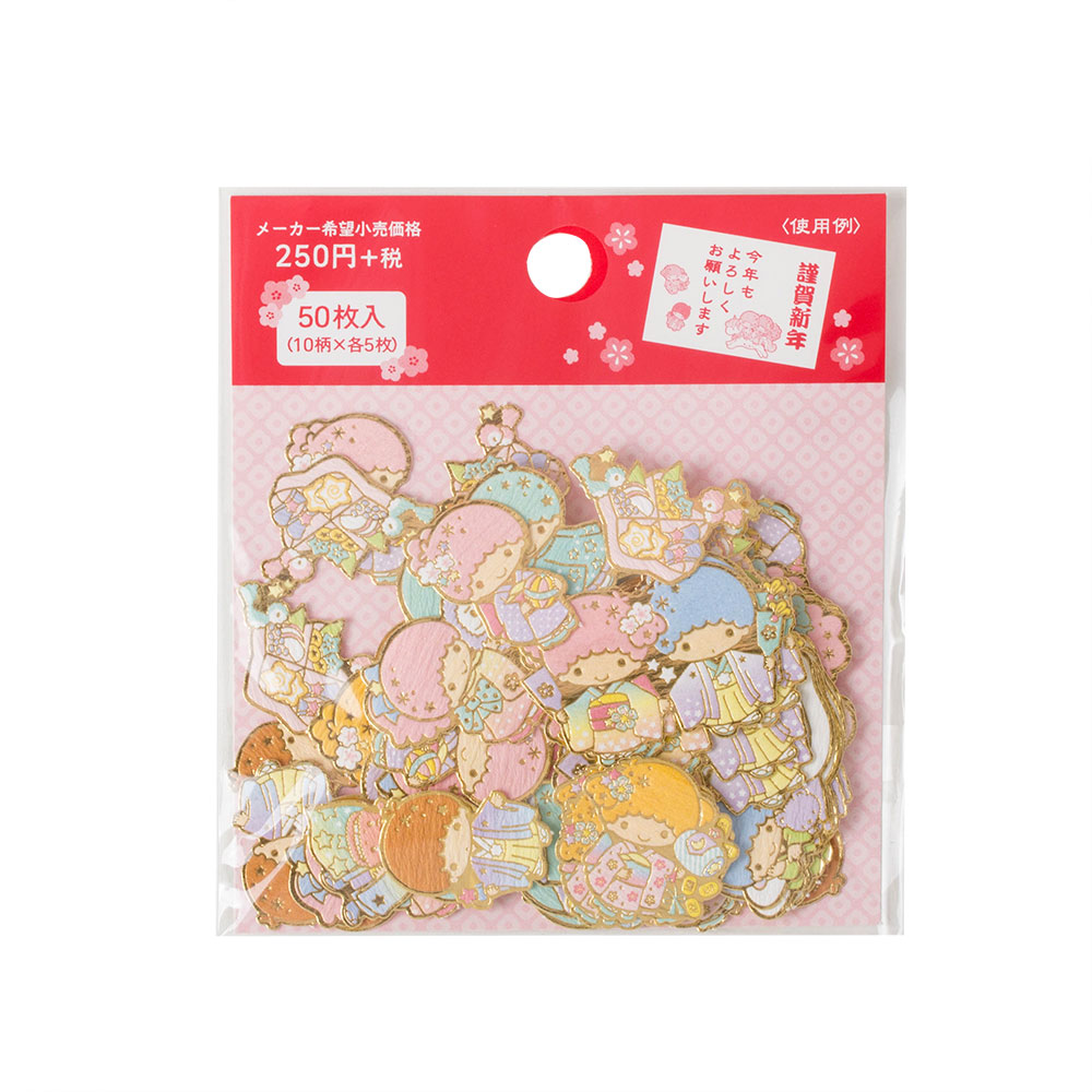 《Sanrio》雙星仙子和風新年散裝貼紙包(50枚入)-16