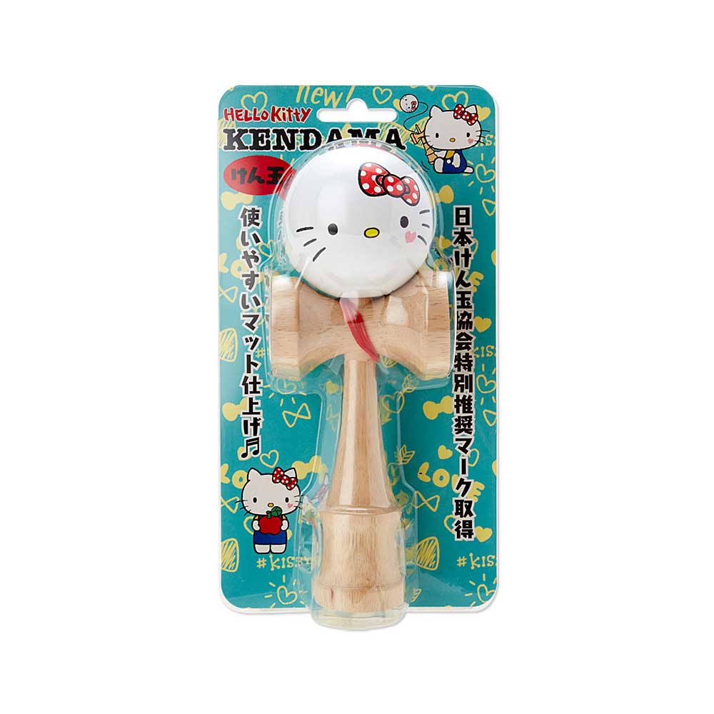 《Sanrio》HELLO KITTY可愛大臉木製劍玉球(手繪害羞愛心)