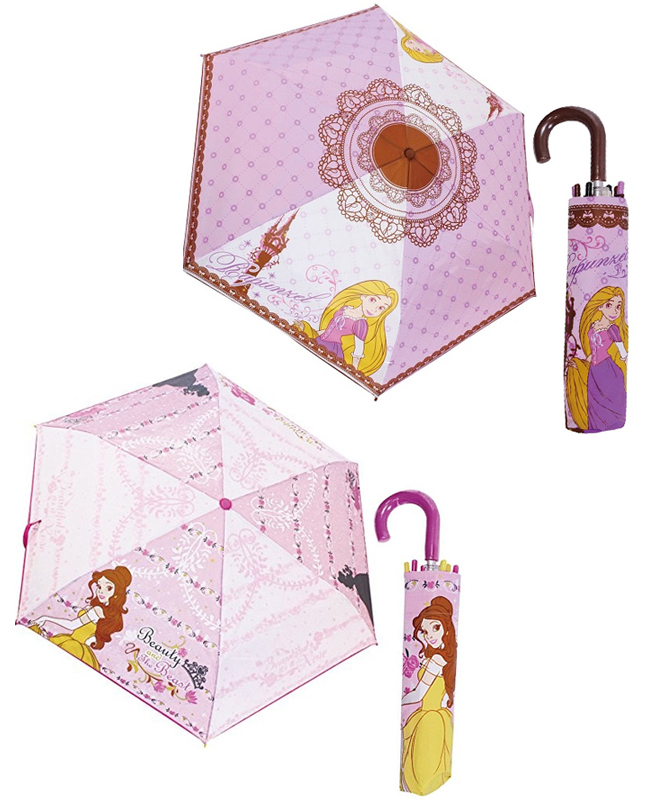 【日本進口正版】迪士尼 公主 輕量型 雨傘/折疊傘 附傘套 Disney -90173款