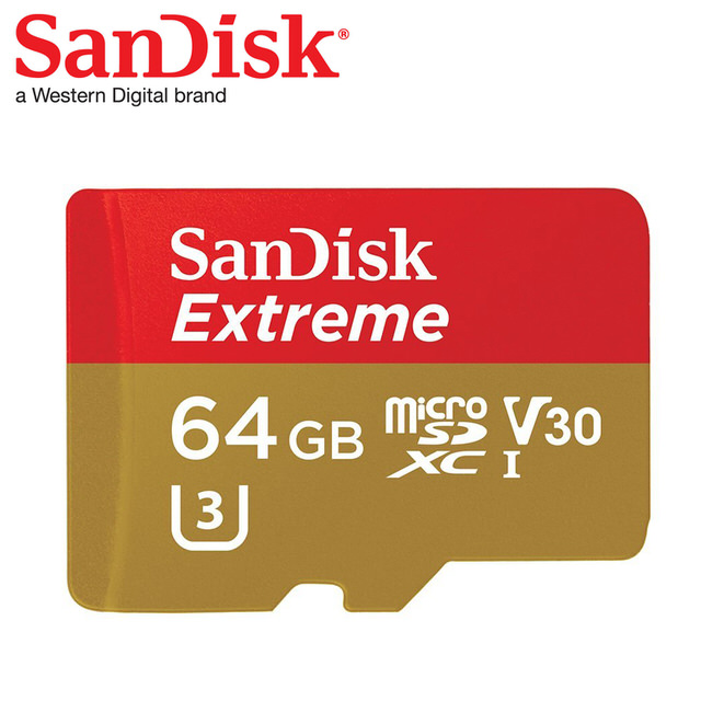 【SanDisk】Extreme microSD UHS-I 64G V30 記憶卡 含轉卡(每秒讀90MB 寫60MB)