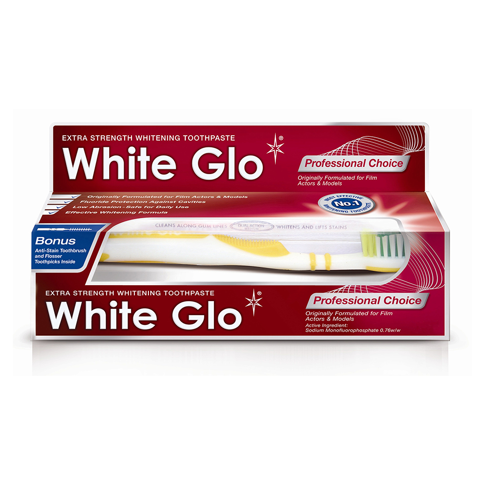 【澳洲White Glo】專業選擇亮白牙膏150g(附牙刷+牙縫刷)