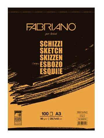 Fabriano - Shizzi黃素描本,90G,A3,100張,29.7x42