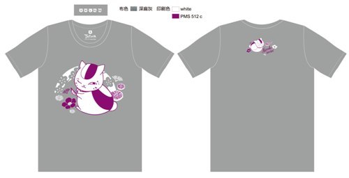 夏目友人帳-潮流T-shirt(樹葉)(貓)XL灰色