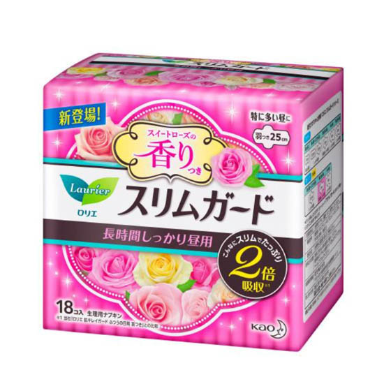 日本KAO速吸超薄碟翼衛生棉(玫瑰香)25cm-18枚