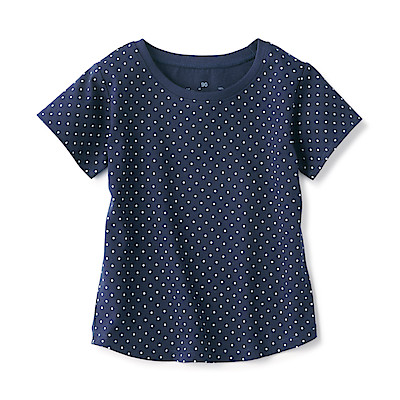 [MUJI無印良品]幼兒有機棉天竺水玉短袖T恤80深藍