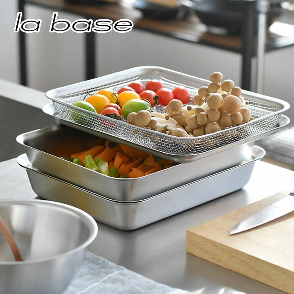 《la base有元葉子》不鏽鋼長型調理碗&過濾網‧兩件組
