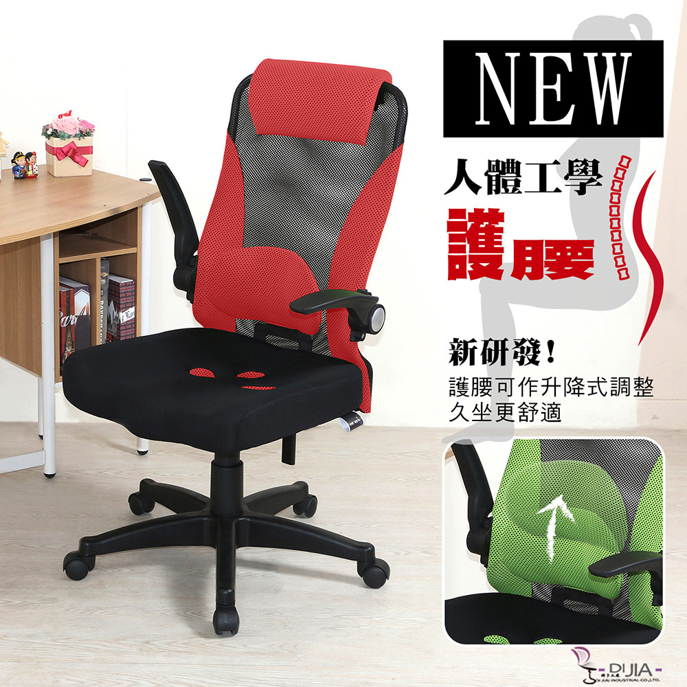 DIJIA 【彩帝新型升降護腰】辦公椅/電腦椅紅色
