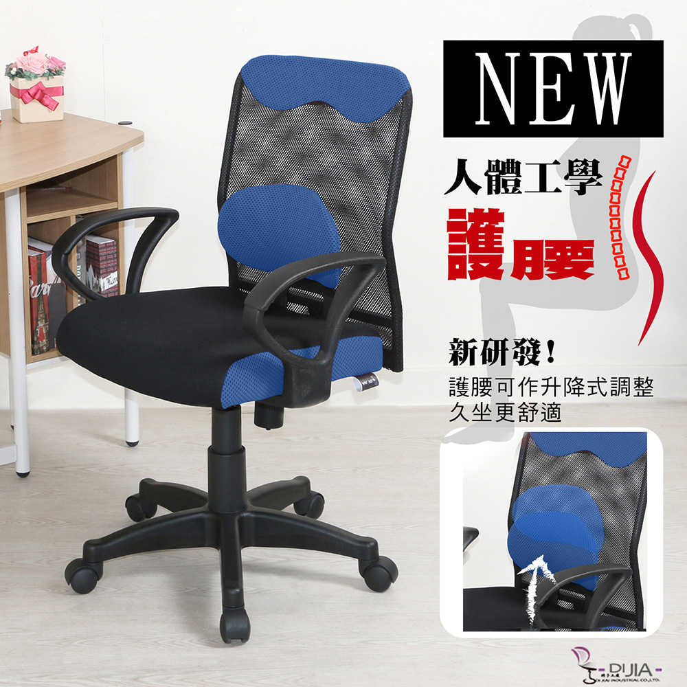 DIJIA 【花舞繽紛新型升降護腰】辦公椅/電腦椅藍色