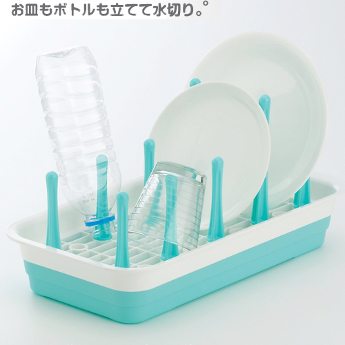 nomata日本製pota加長多功能杯架碗盤架瀝水盤(藍色)