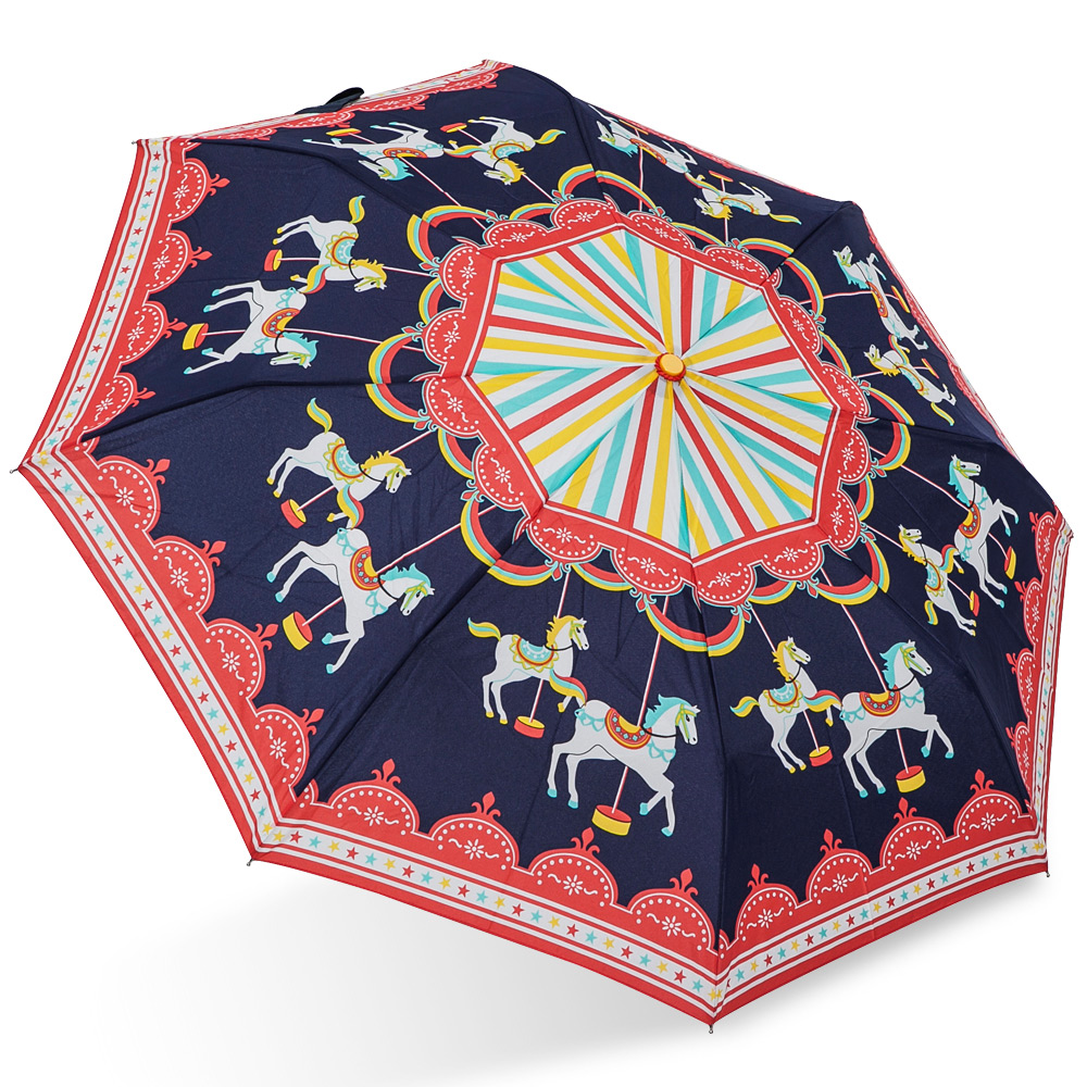 【rainstory】旋轉木馬(藍)抗UV隨身自動傘