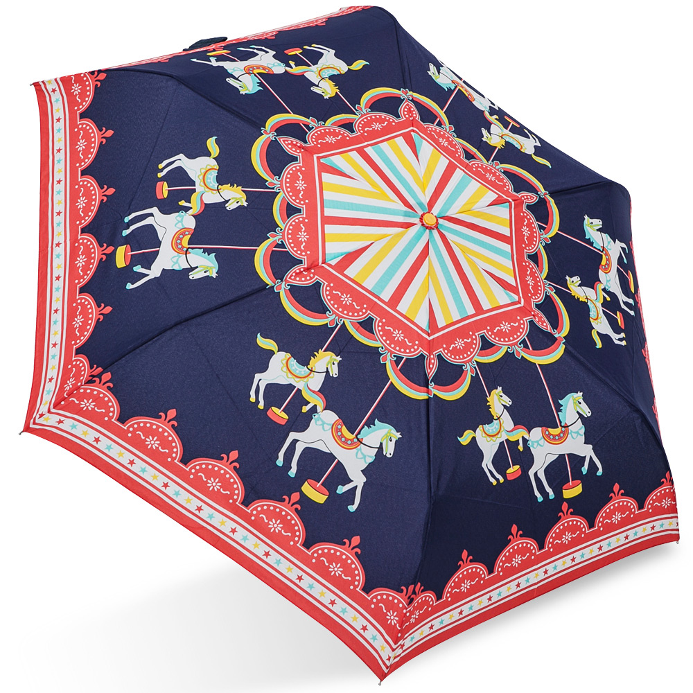 【rainstory】旋轉木馬(藍)抗UV輕細口紅傘