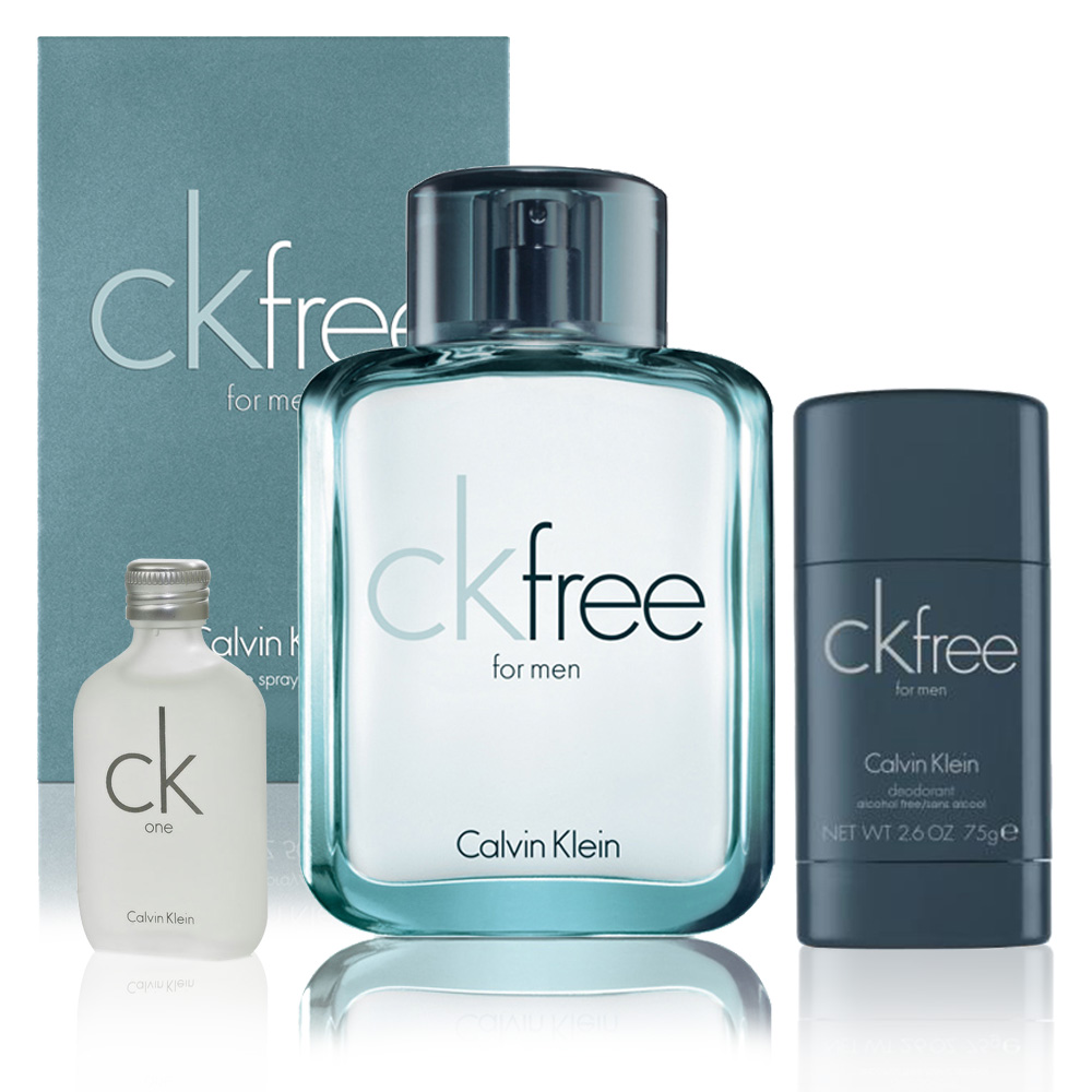 Calvin Klein CK free男性噴式淡香水100ml+CK free體香膏+CK one小香15ml