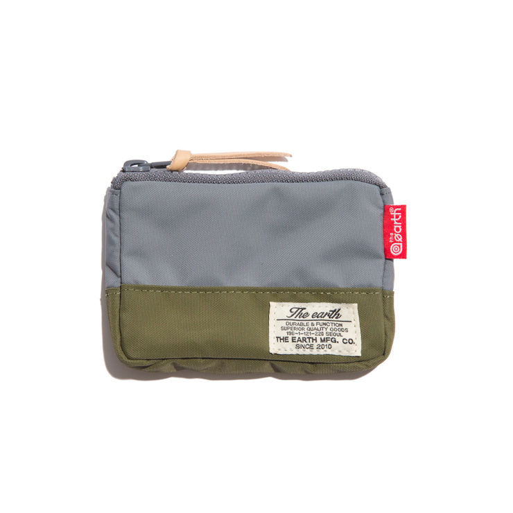 韓國包袋品牌 THE EARTH - CB N CARD WALEET (Grey/Olive) CITY BOY系列 防潑水尼龍卡夾/零錢包 (灰/橄欖綠)