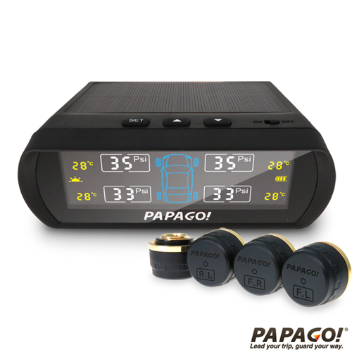 PAPAGO ! TireSafe S60E無線太陽能胎外式胎壓偵測器(兩年保固)黑色