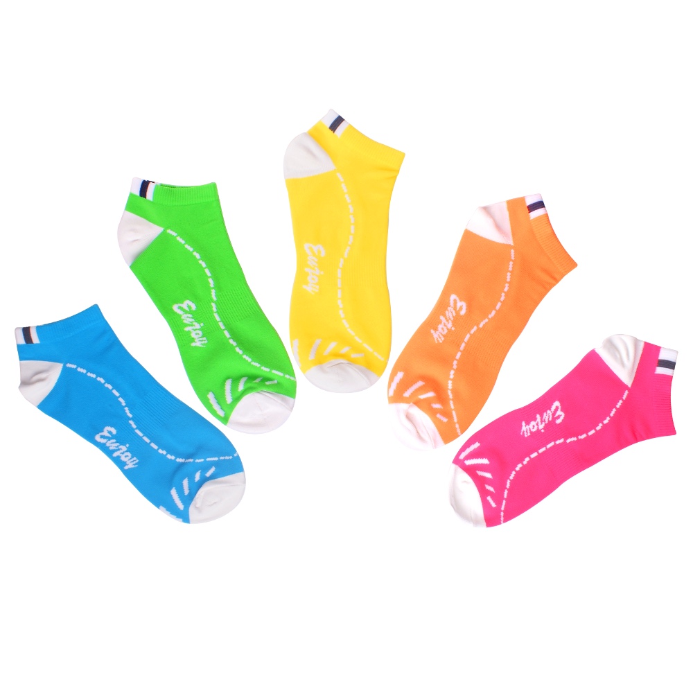 抗菌防臭 螢光色系運動休閒短襪(2雙入/多色可選)螢光黃