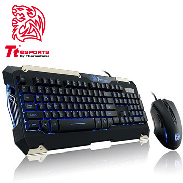 Tt eSPORTS 軍令官COMMANDER Combo電競LED藍光鍵盤滑鼠組 (KB-CMC-PLBLTC-01)