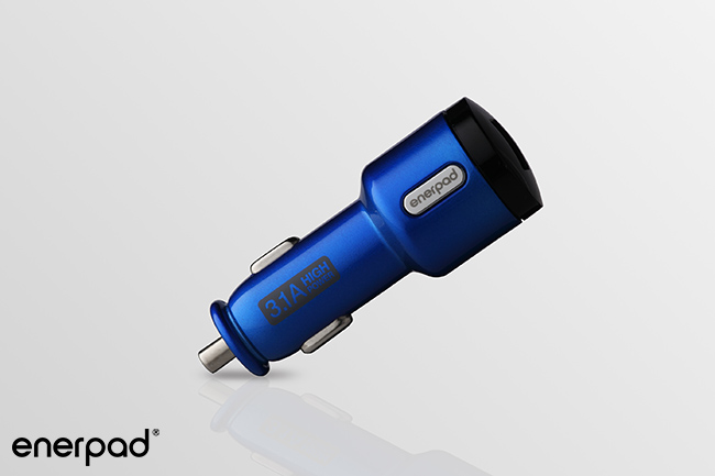 【enerpad】3.1V雙USB車充-藍