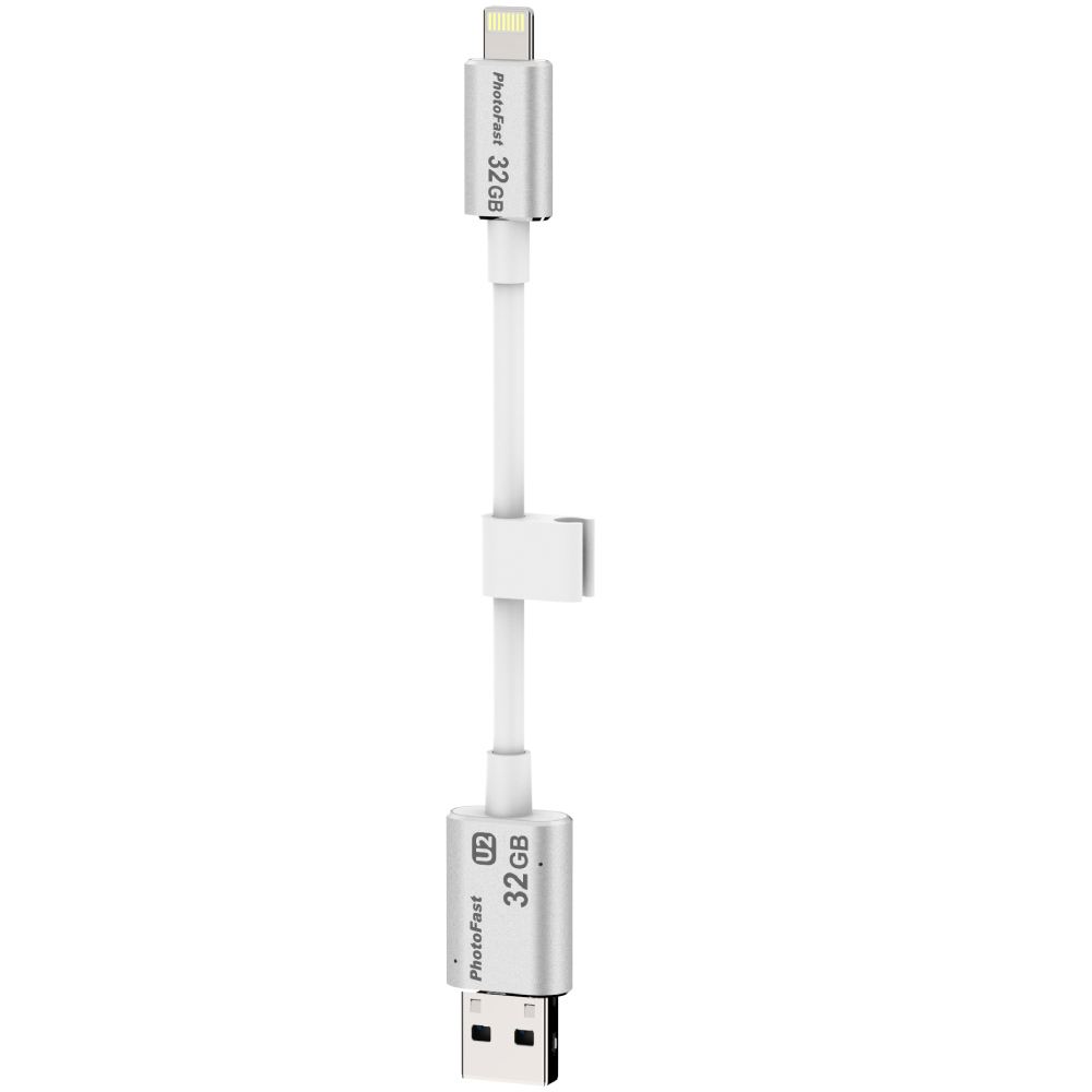 PhotoFast MemoriesCable USB 2.0 32G 線型 Apple隨身碟-銀白版