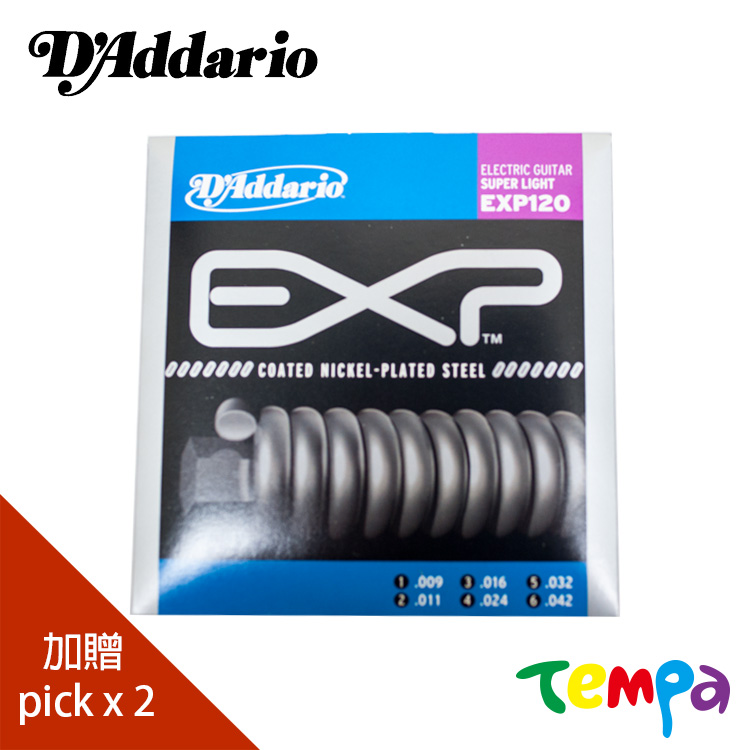 【Tempa】DAddario EXP110/EXP115/EXP120 六角柱蕊心電吉他弦 公司貨(兩包入)EXP120