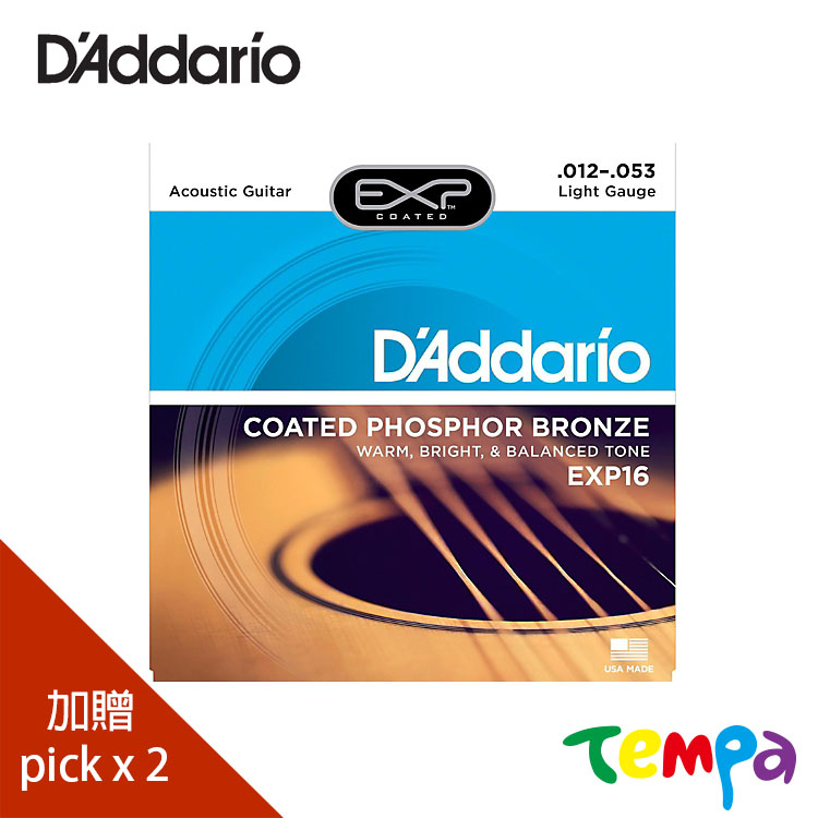 【Tempa】DAddario EXP15/EXP16/EXP26 民謠弦磷青銅 公司貨(兩包入)EXP16