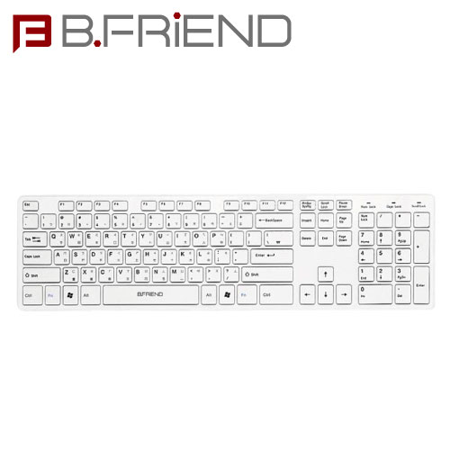 B.FRIEND 三區塊無線鍵盤 2.4G 剪刀腳 RF1430K白色