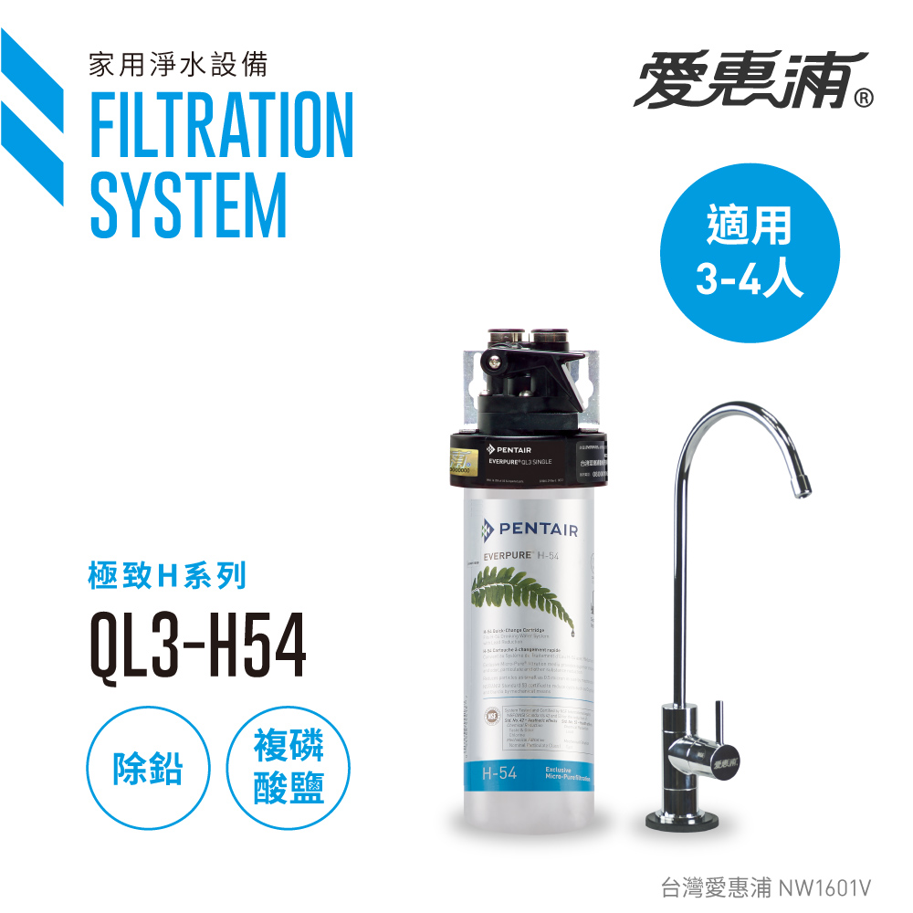 【愛惠浦公司貨】EVERPURE 除鉛雙效精緻型淨水器(QL3-H54)