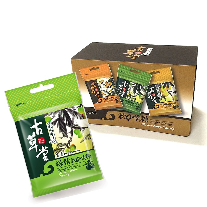 【古草堂】古早味軟Q喉糖(12包/盒)梅精x2盒