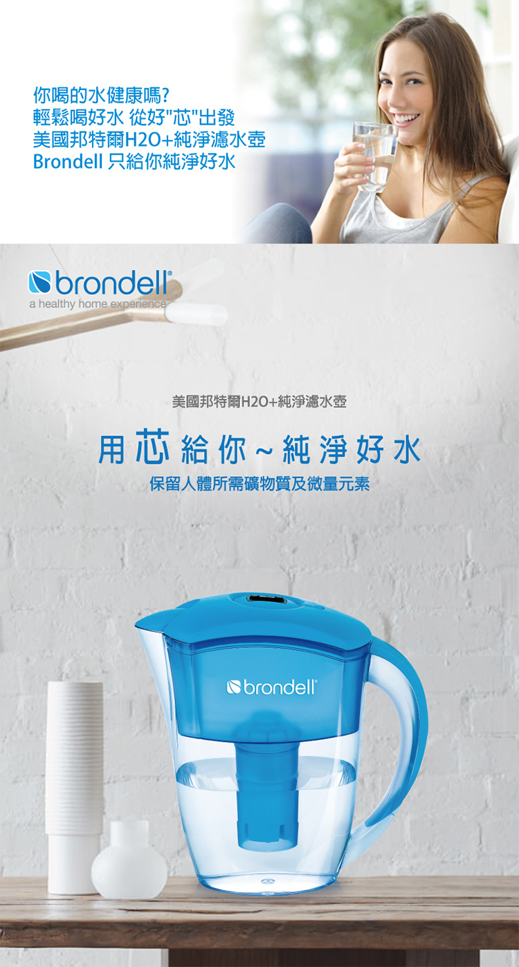 Brondell邦特爾濾水壺藍色濾芯4入