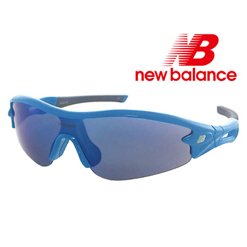 【New Balance】包覆型運動太陽眼鏡-防滑鏡腳設計/藍框-水銀藍鏡面(NB8034-C08P)