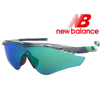 【New Balance】包覆型運動太陽眼鏡-加大版-水銀藍綠鏡面(NB8048-C02)
