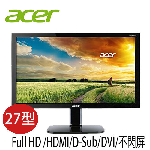 Acer 宏碁 KA270H 27型 VA不閃屏濾藍光液晶螢幕